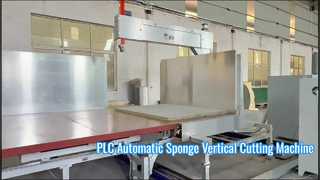 Bloc de bande d'éponge Découpe verticale automatique PLC avec table de travail rotative et couteau à double biseau